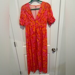 Floral Pink and Orange Maxi Dress